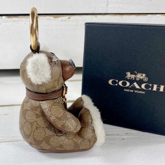 Coach Logo Leather Bear Bag Charm - Picture 5 of 7